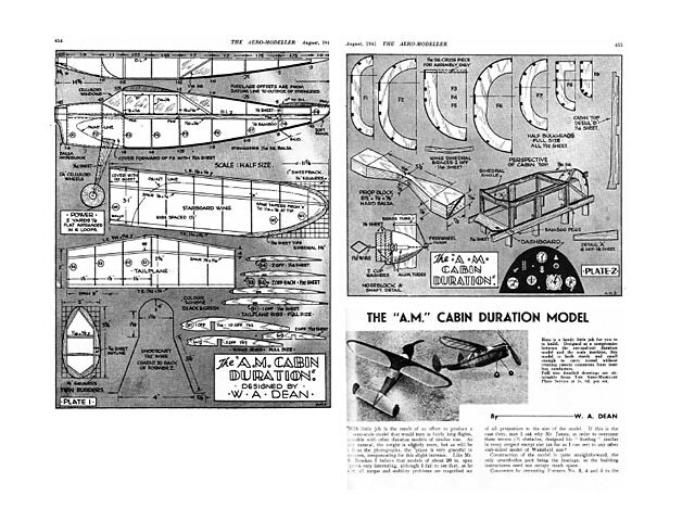 AM Cabin Duration Rubber 20" WS RC Model Airplane Plans Templates PDF on USB