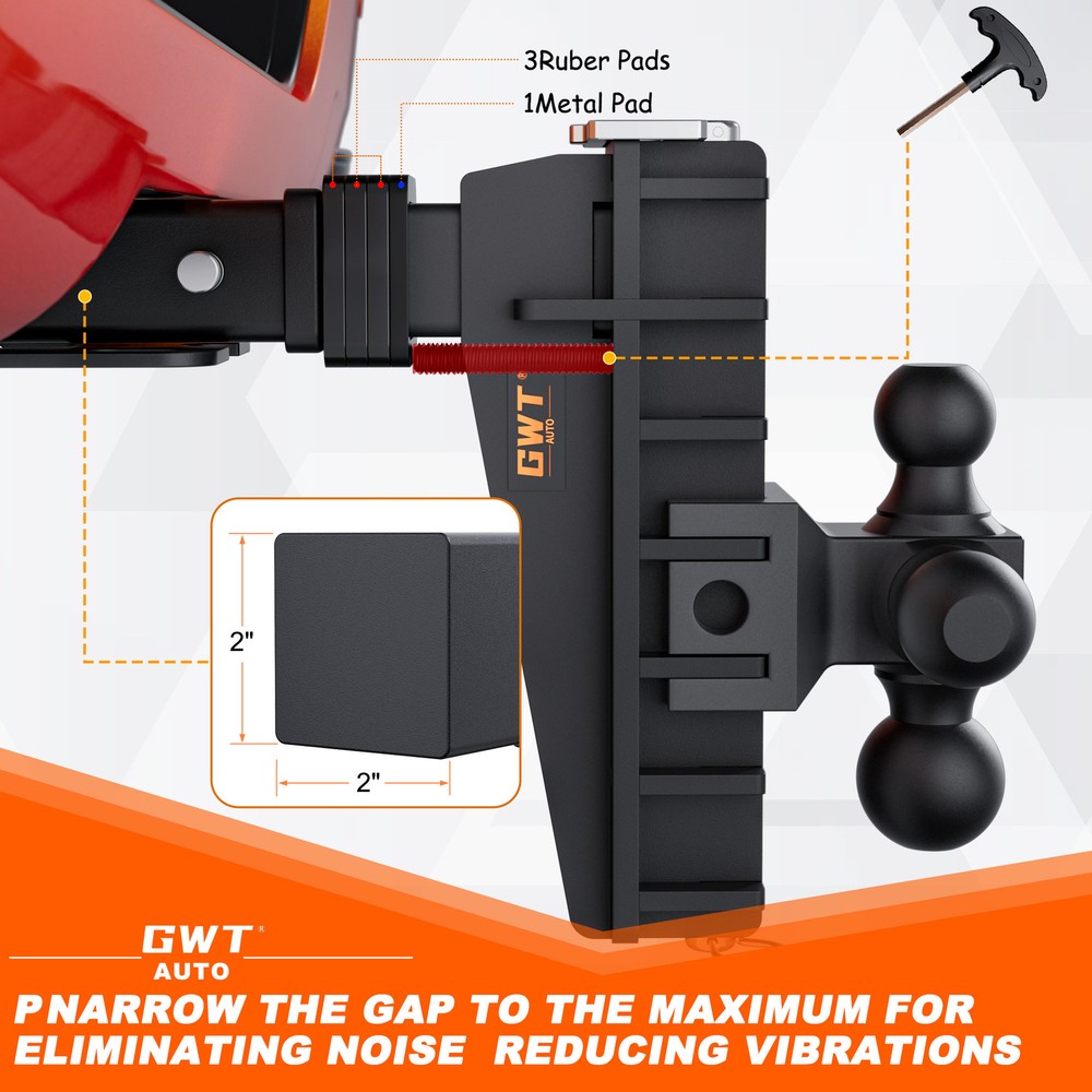 Adjustable Trailer Hitch 2 Inch Receiver 8 Inch Drop Hitch Tri-Ball Heavy Duty