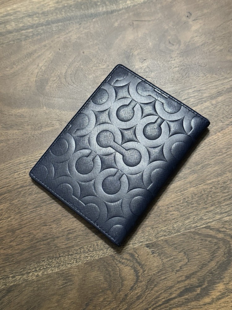 Coach Navy Leather Passport Cover