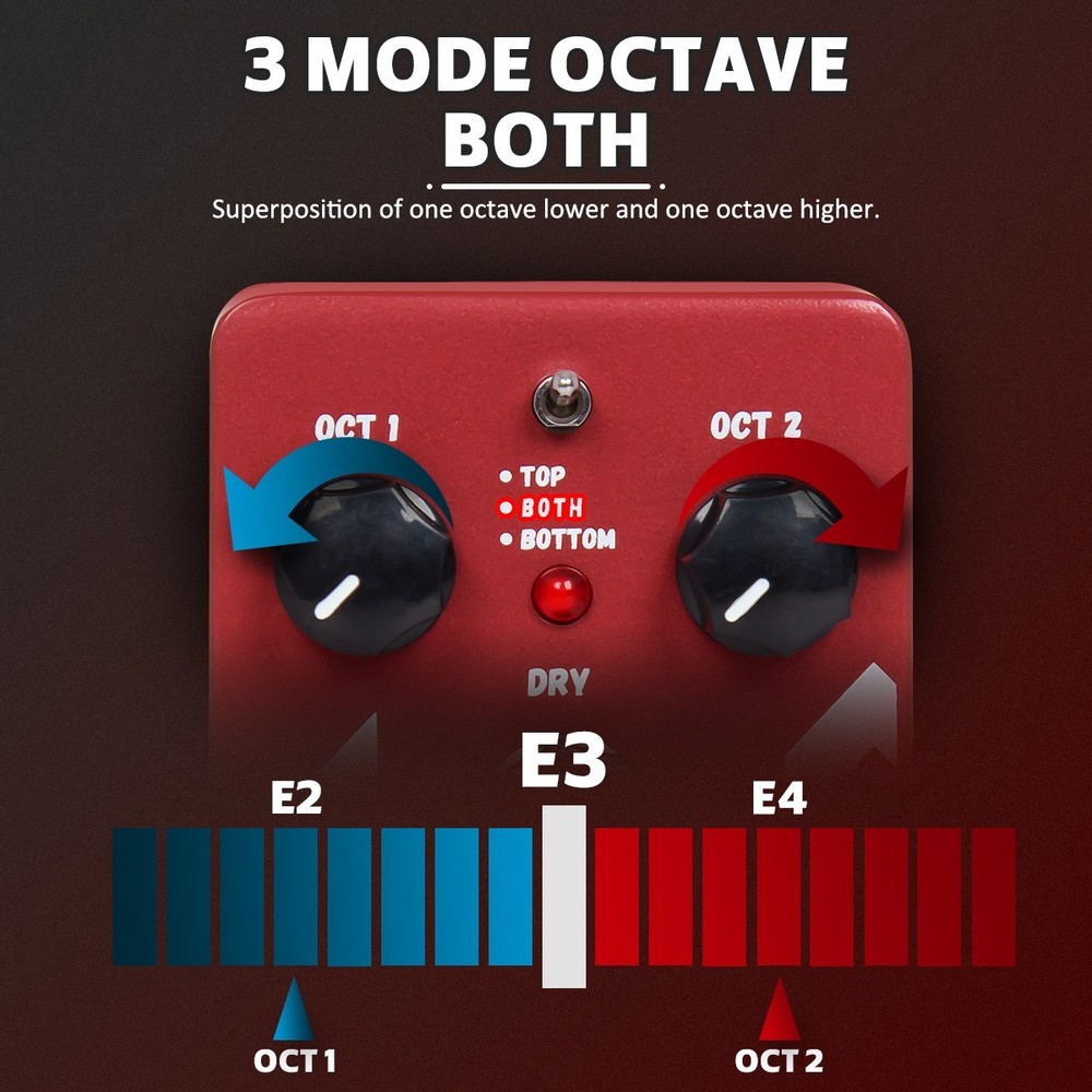 STRICH Polyphonic Octave Guitar Effects Pedal 3 Modes True Bypass Mini Design