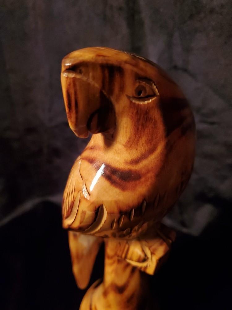 Wooden Statue Parrot 10" Tall