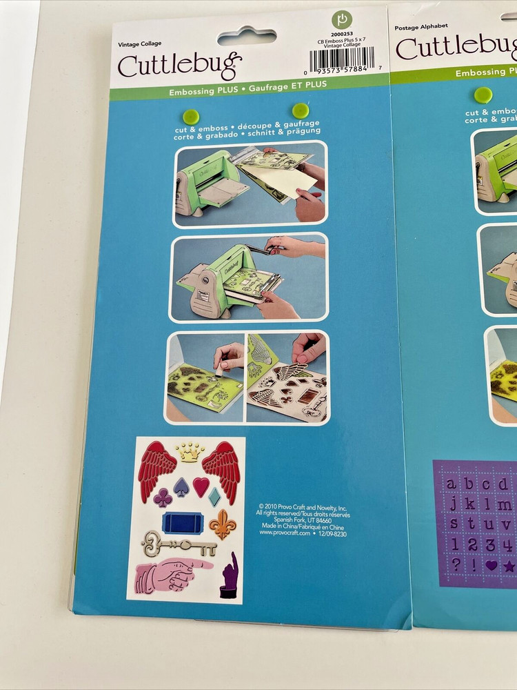 3 Cuttlebug Embossing Plus Cut and Emboss Folders Collage, Tags and Alphabet