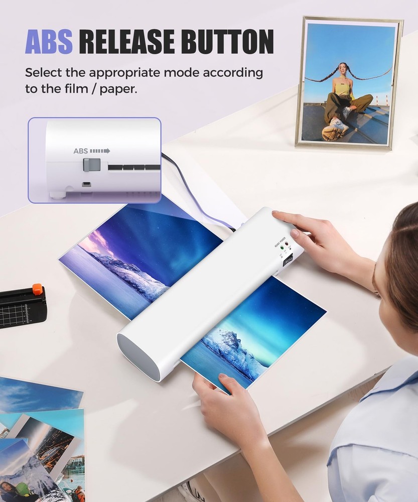 9 Inch Portable Thermal Laminator Machine w/ 40 Sheets, Trimmer & Corner Rounder