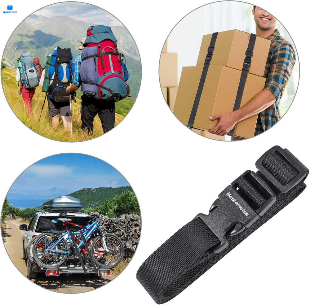 Buckle Straps with Clips, Adjustable Nylon 6’x1", Black