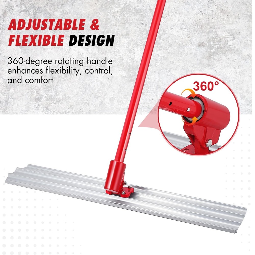 48"Aluminum Bull Float Kit,Adjustable Angle Concrete Finishing Tool with 4Handle