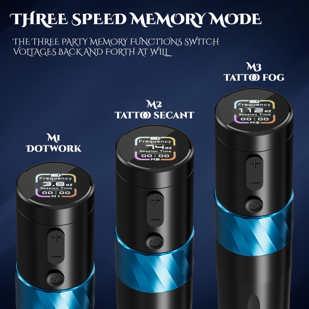 Neebol Adjustable Stroke Wireless Tattoo Pen OLED Display coreless Motor Power