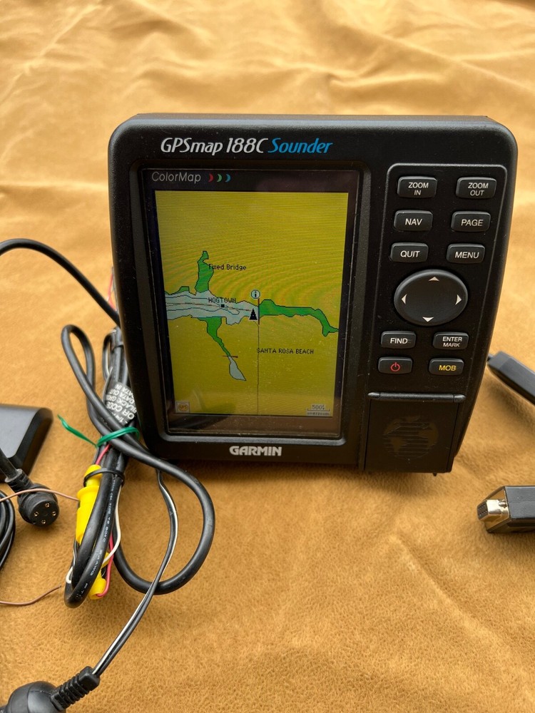 GARMIN GPSMAP 188C SOUNDER FISHFINDER GPS CHART PLOTTER KIT MFD,COVER