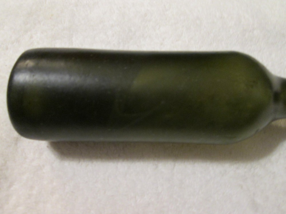 Antique Wine Bottle Dark Olive Green High Kick Up Applied Lip