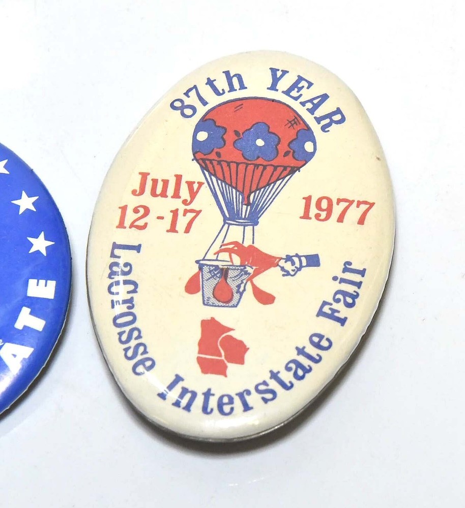 4 1970s LA CROSSE, WISCONSIN INTERSTATE FAIR BUTTON PINBACKS