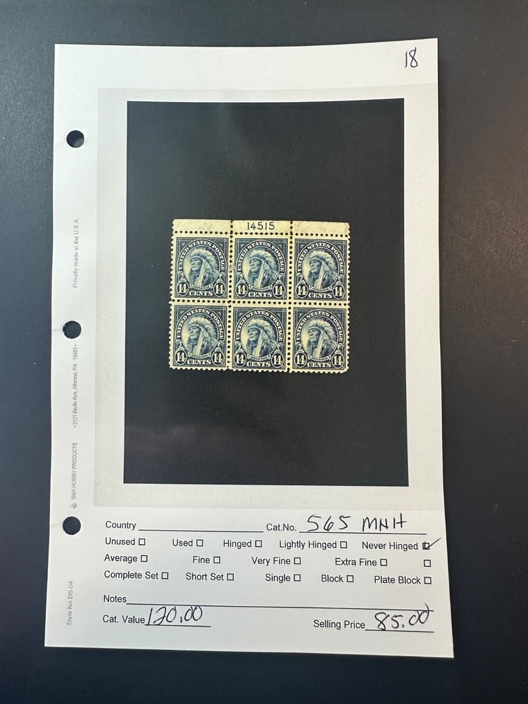 Scott #  565  MNH         2024 Scott Catalogue Value $  120.00