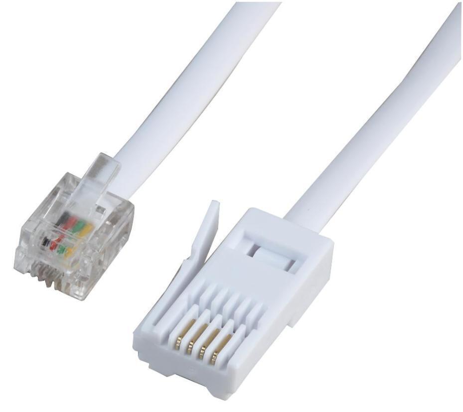 Crosswired RJ11 BT Plug Cable (431A), White, 1M - PSG04206
