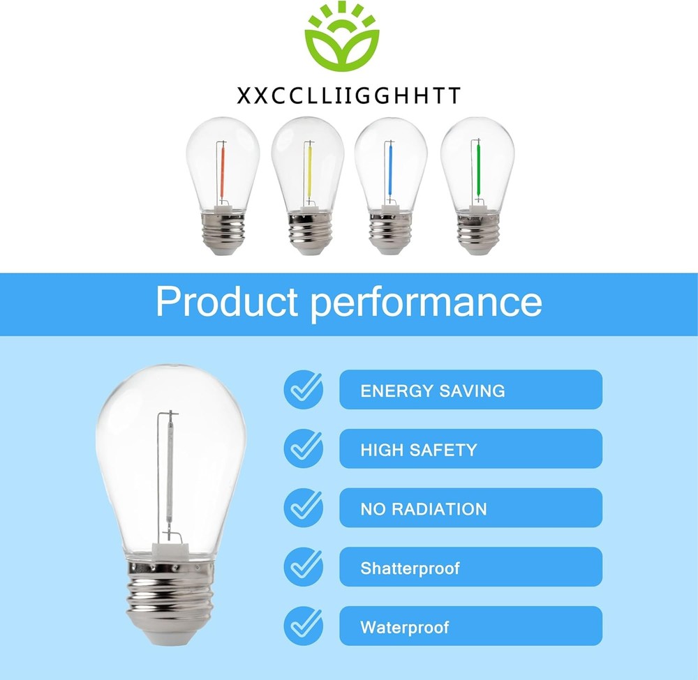 S14 LED Replace Light Bulbs for Patio String Light Shatter-Resistant 48
