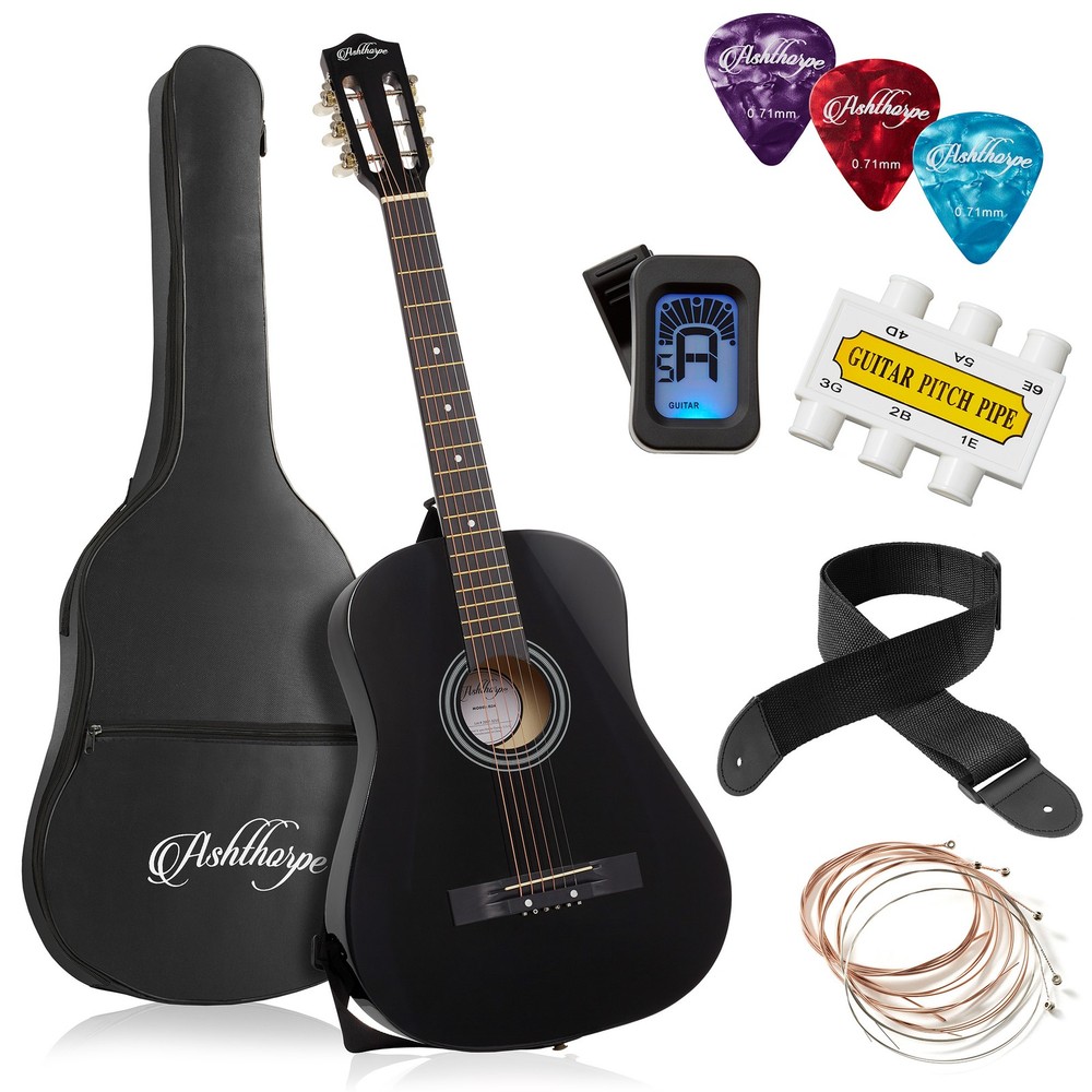 OPEN BOX - 38-inch Beginner Acoustic Guitar Package - Black