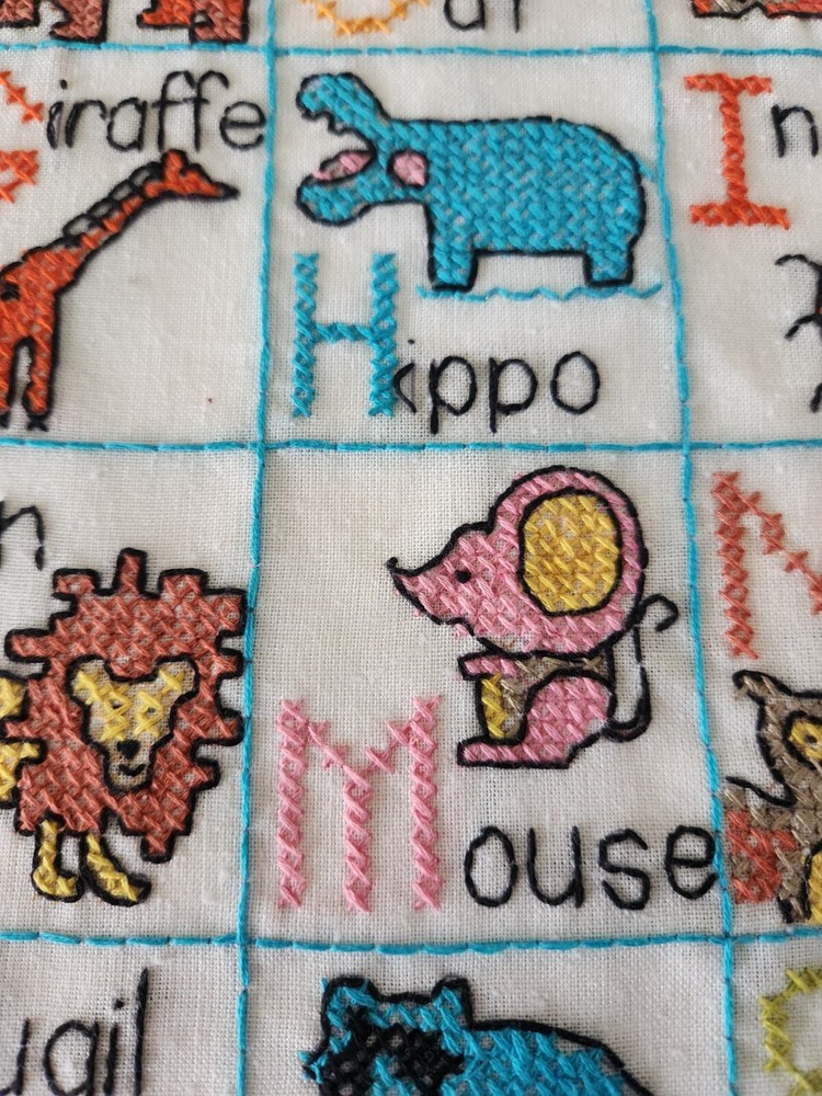 Animal ABCs Handmade Crosstitch Wall Hanging