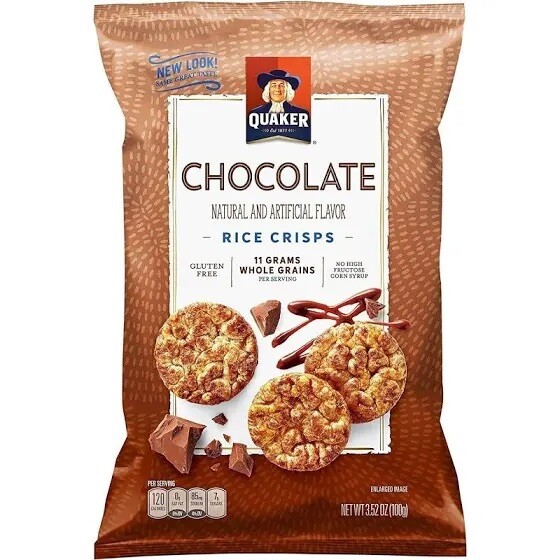 Quaker Rice Crisps Chocolate  3.52 Oz. 4 Count.