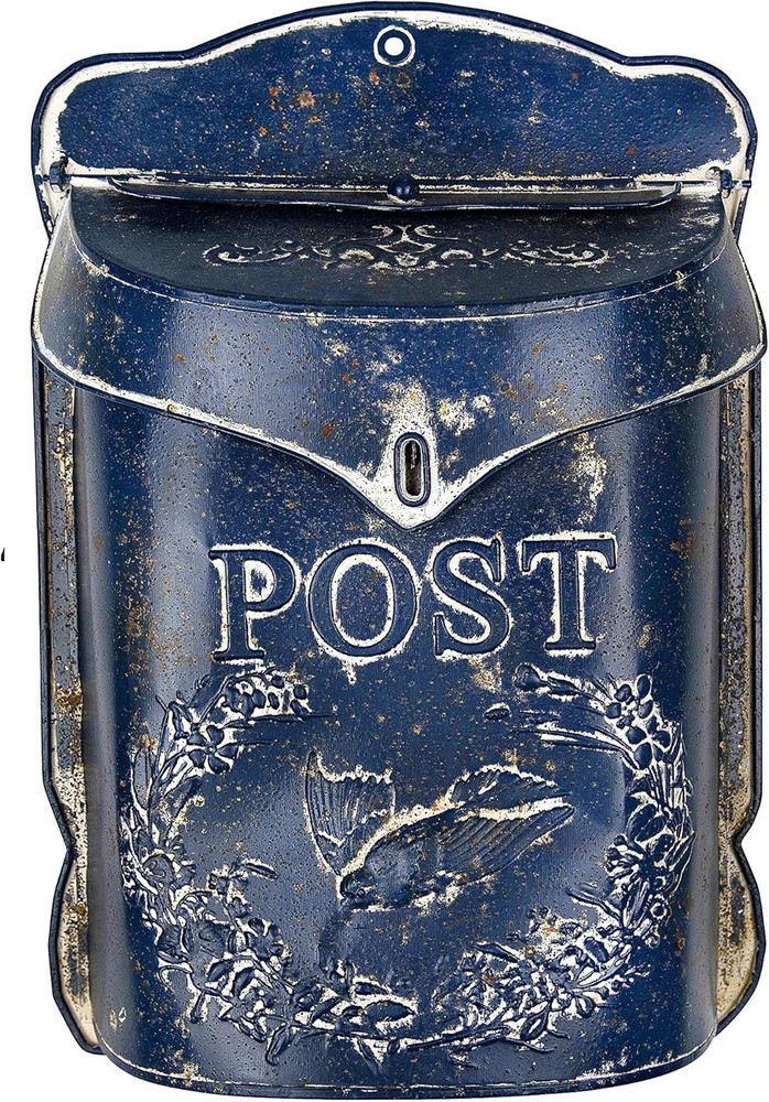 Black Embossed Tin Post Letter Box