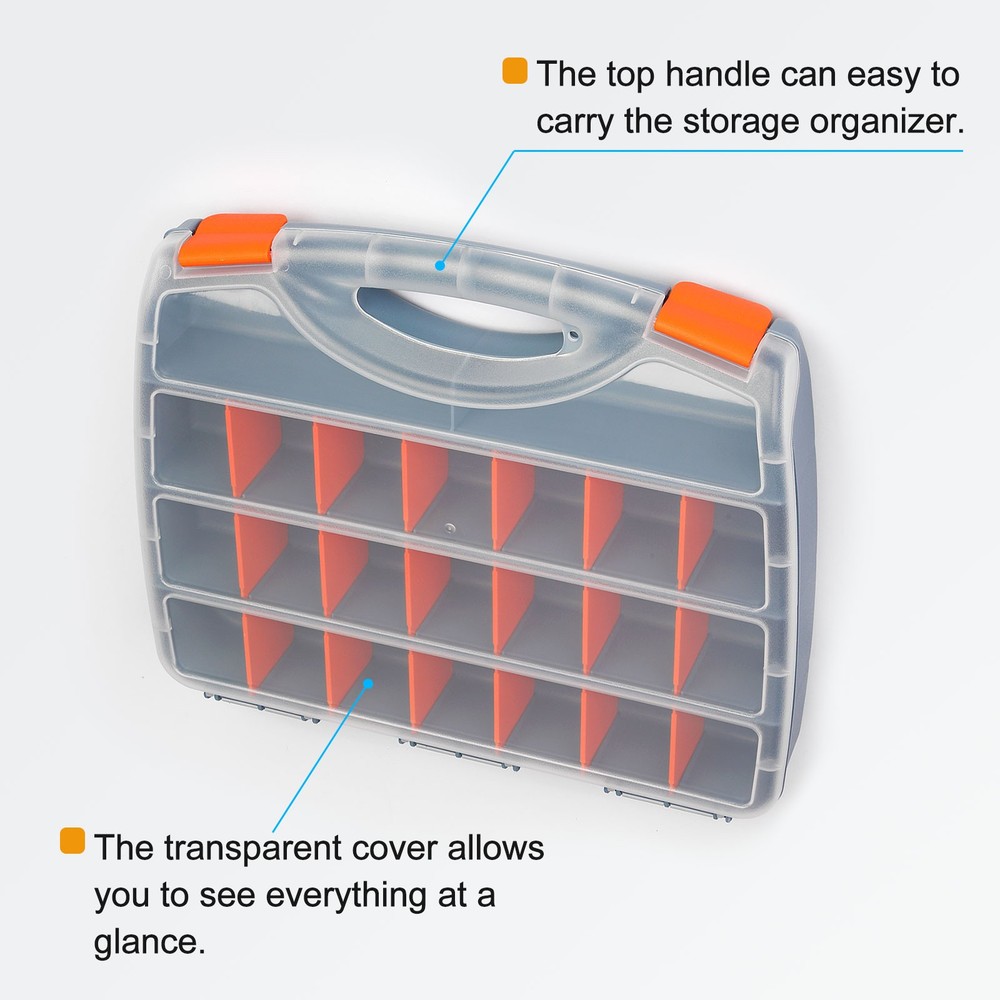 Single Side Tool Organizer 15"x12.2"x2.8" 21-Compartment Tool Storage Box
