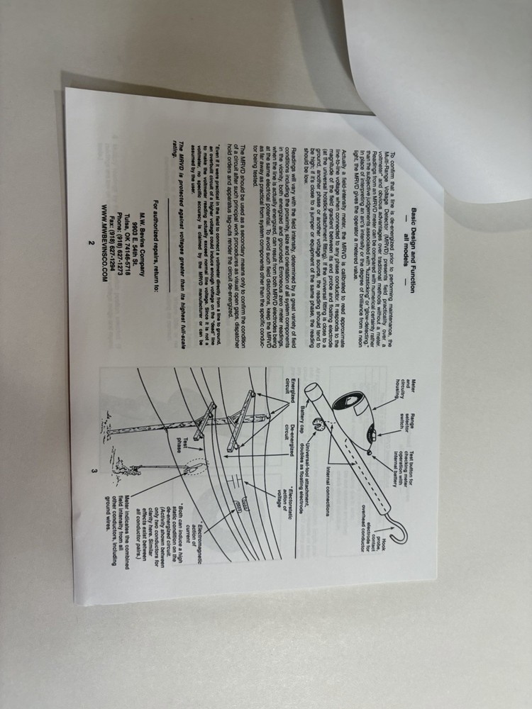 CHANCE Hubbell Multi-Range Voltage Indicator MRVI Tester Manual Guide Booklet