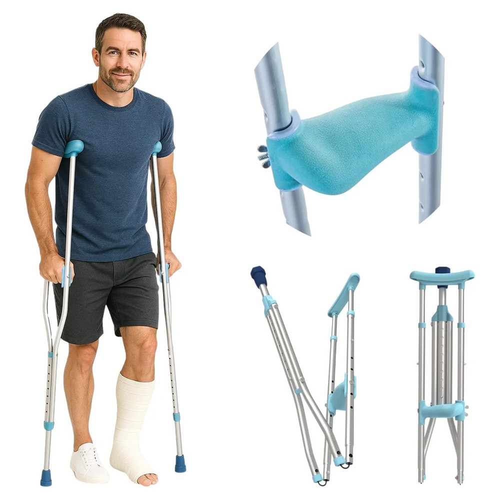 ErgoCrutch Foldable Ergonomic Crutches Adjustable Lightweight 250lb Capacity