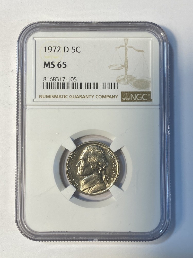1972 D JEFFERSON NICKEL 5C MS 65 NGC