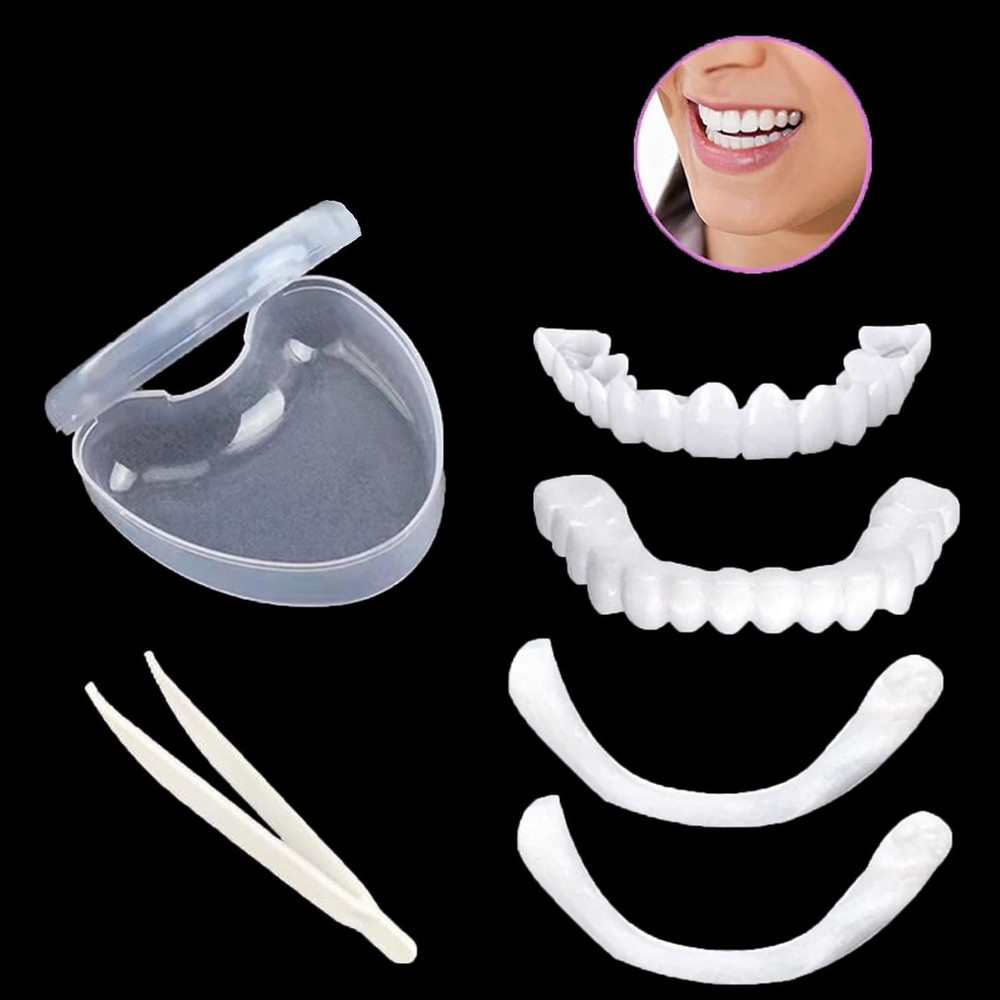 Cosmetic Smile Snap Dentures Kit with Upper & Lower Teeth – Effortless Elegance