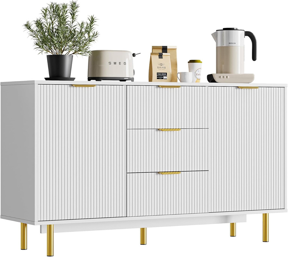 Modern 55" Sideboard Buffet Cabinet with Storage, White