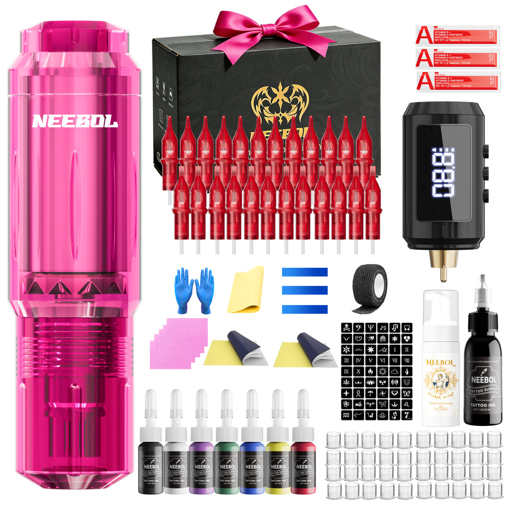 Wireless Tattoo Kit Complete for Beginners Pen Machine with Power Supply Needles