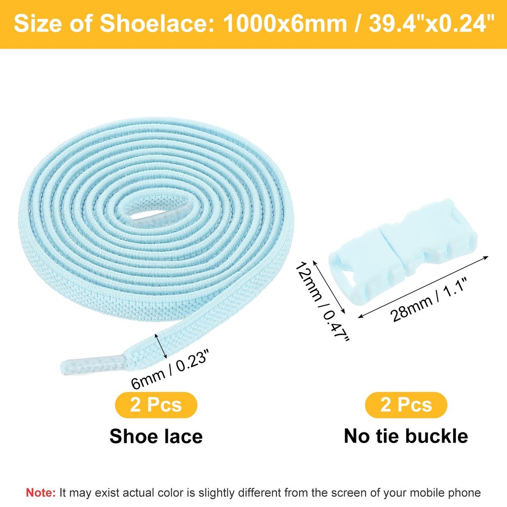 4 Pack Elastic Tieless Shoe Laces for Adults Sneakers, Light Blue