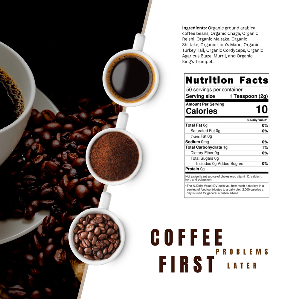 Organic Mushroom Coffee Blend 2 Pack | 50 Servings Each | Instant