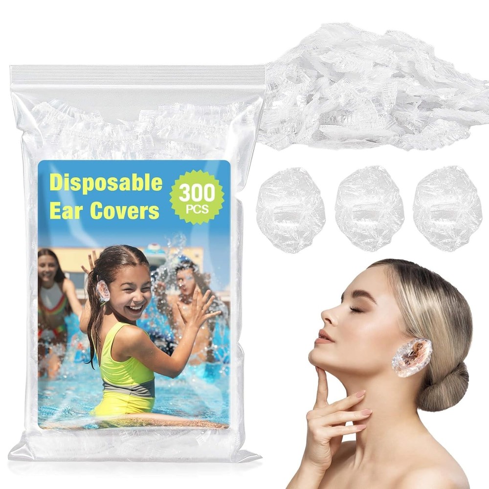 300 Pack Disposable Ear Covers - Plastic Waterproof transparent