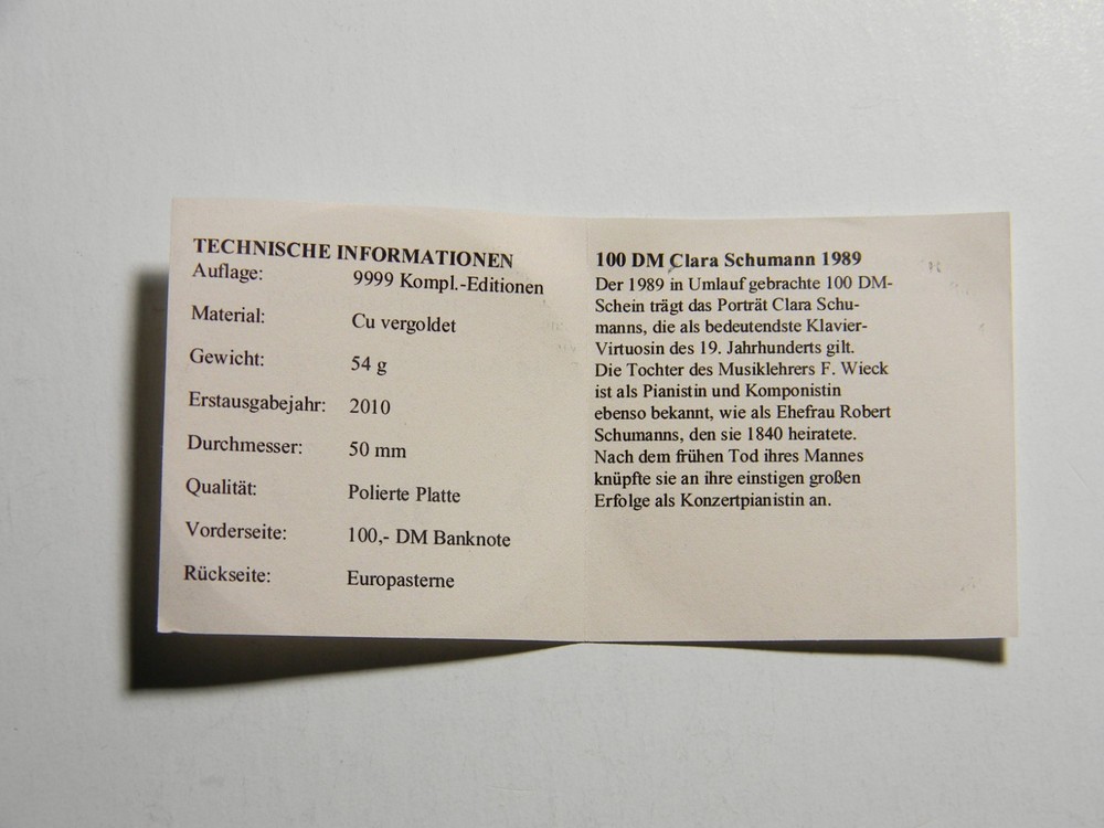 Germany Banknote Proof Medal (05023)
