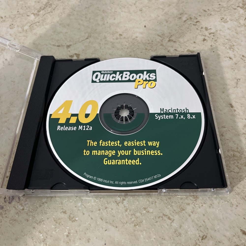 QuickBooks Pro 4.0 Software CD Macintosh System 7.x, 8.x 1999