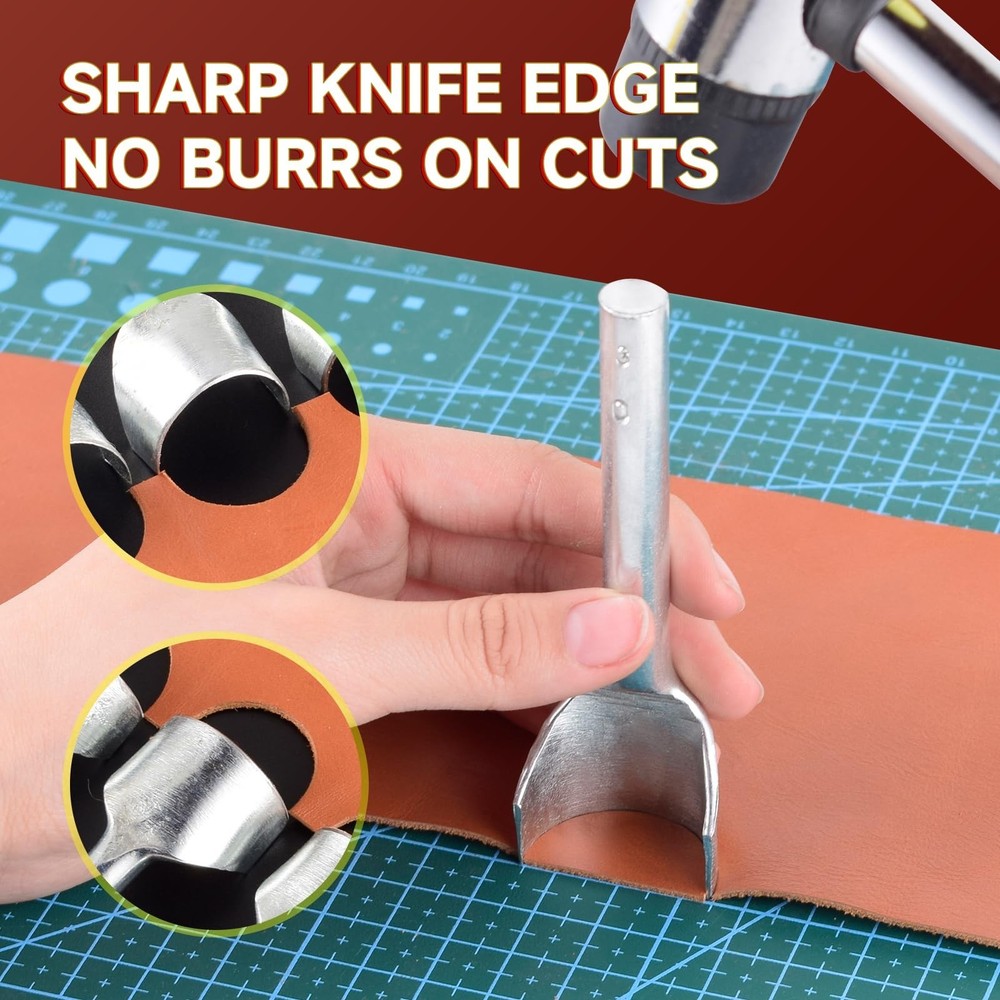 7Pcs Leather Craft Tools Precision Arc-Shaped Half Round Punch Set & Edge Cut...