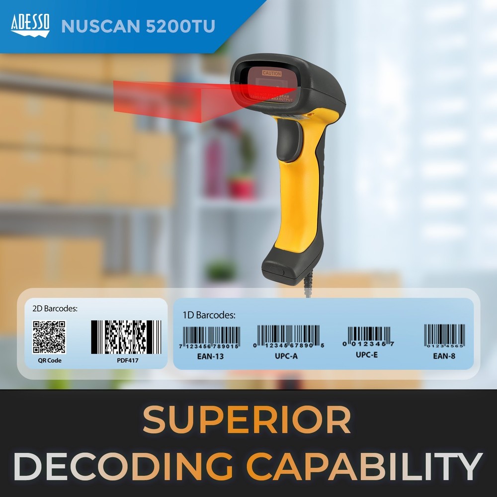 Antimicrobial and Waterproof 2D Barcode Scanner Model NUSCAN5200TU
