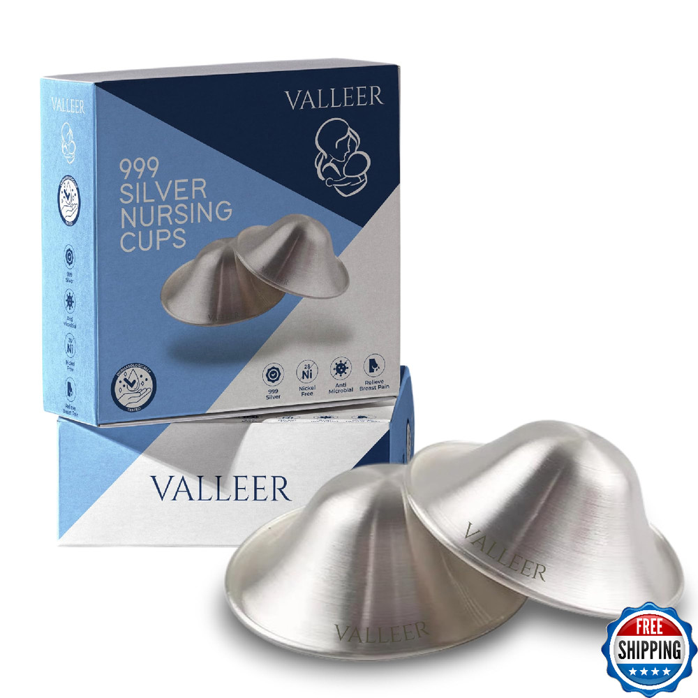 VALLEER® Pure Silver Nursing Cups – 925 Silver Nipple Shields for Breastfeeding