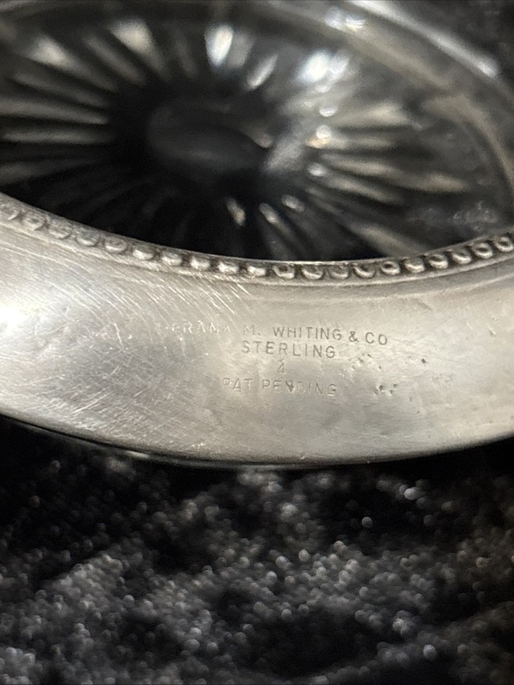 FRANK M WHITING & CO GLASS STERLING SILVER VINTAGE COASTER