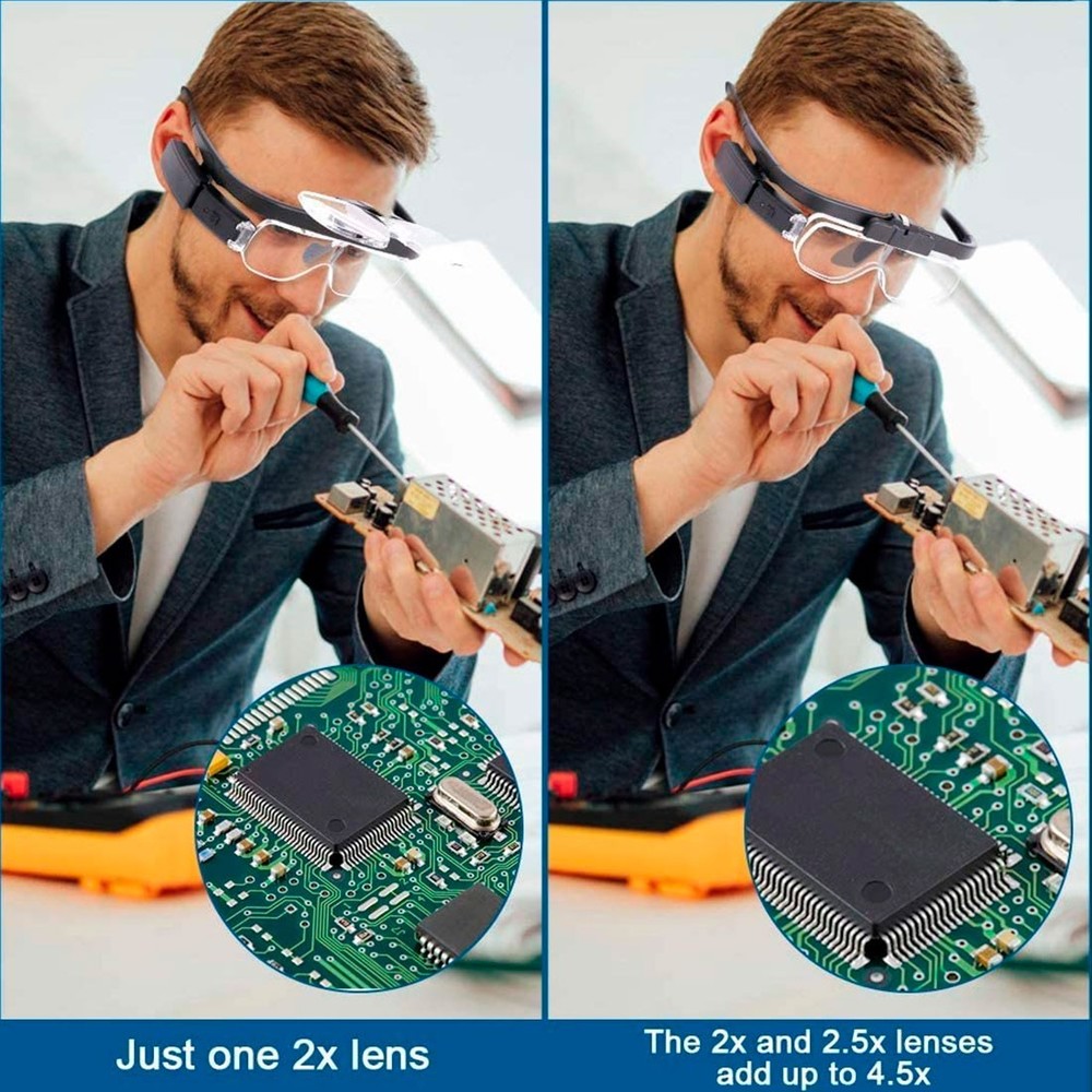 Rechargeable 6-Magnification LED Light Magnifying Glass Adjusting Magnifier Loop
