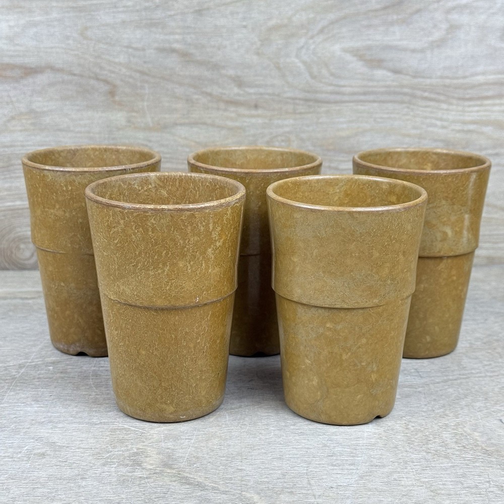 Lot 5 Vintage 1960s US Army Mess Hall Cups Melmac Melamine Stackable Durable