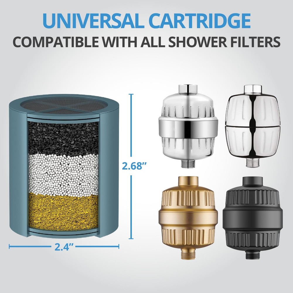 weAQUA Heavy Duty NO BS Shower Filter Replacement Filter, Chrome