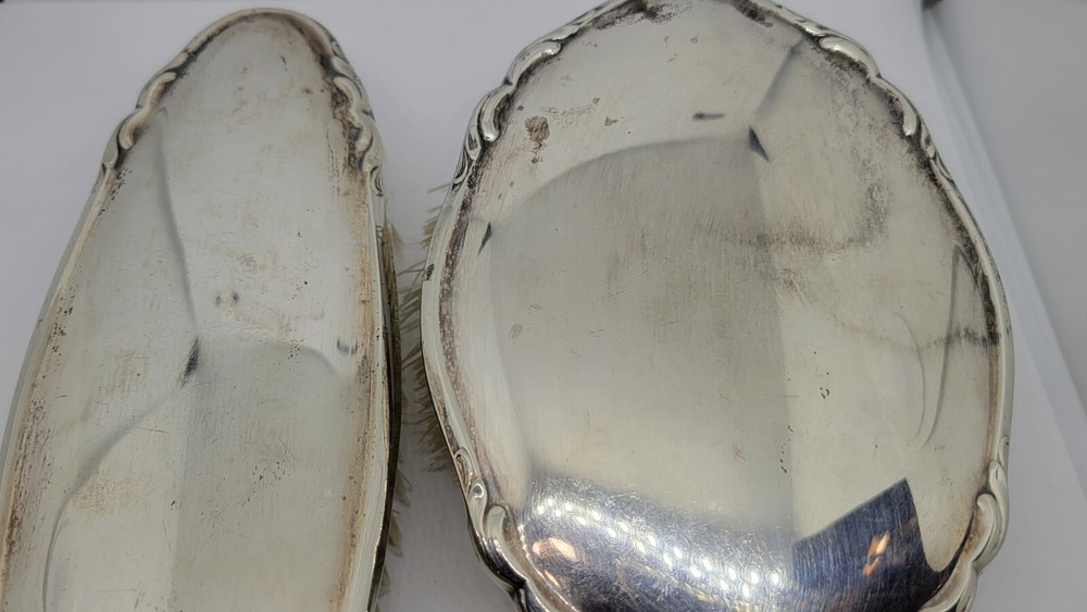 Two Vintage German 835 Silver Vanity Brushes