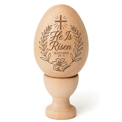He is Risen Wooden Egg Easter Gifts, Resurrection Eggs Basket Egg He is Risen