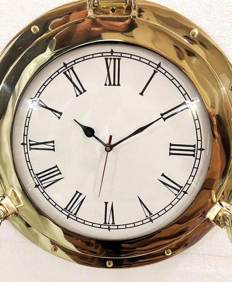 Antique Marine Solid Brass Ship Porthole Analog Clock Nautical Wall Clock