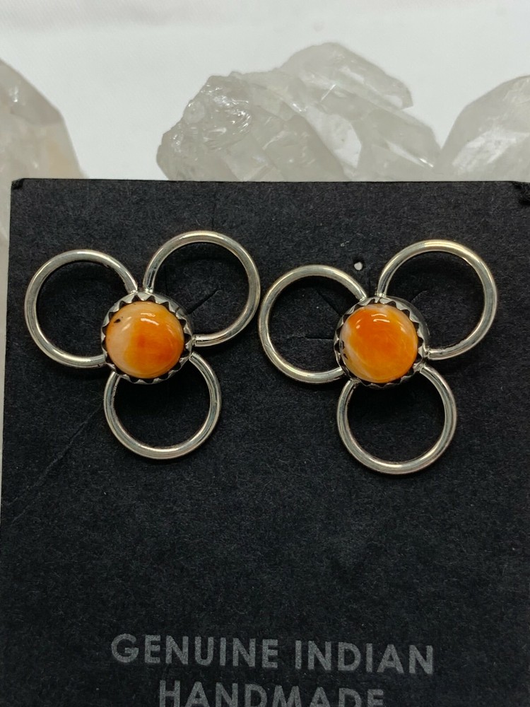 ORANGE SPINY ~ STERLING SILVER ~ EARRINGS