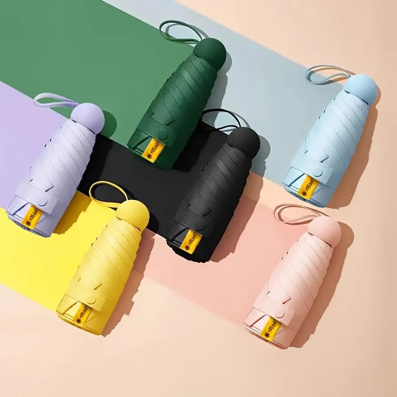 1pc 5-Fold Lightweight Mini Umbrella,Windproof Compact Travel Umbrella ,Durable