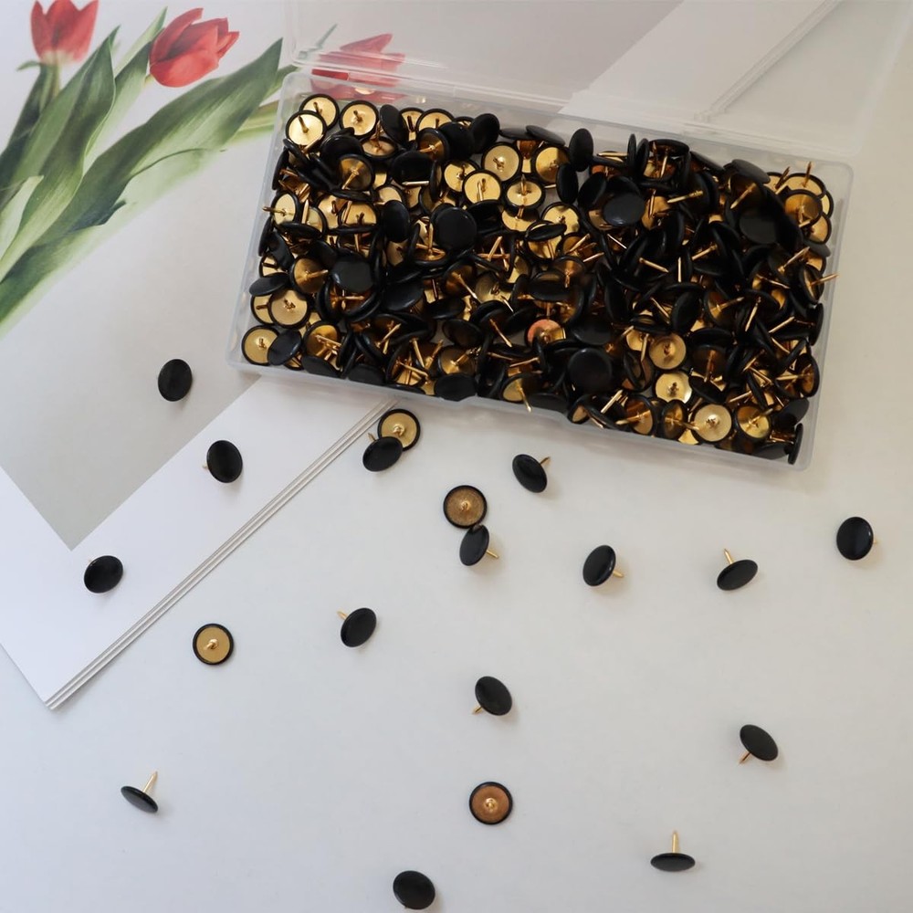 300 PCS Thumb, Tacks Plastic Round Head Thumbtack, Roundness Black