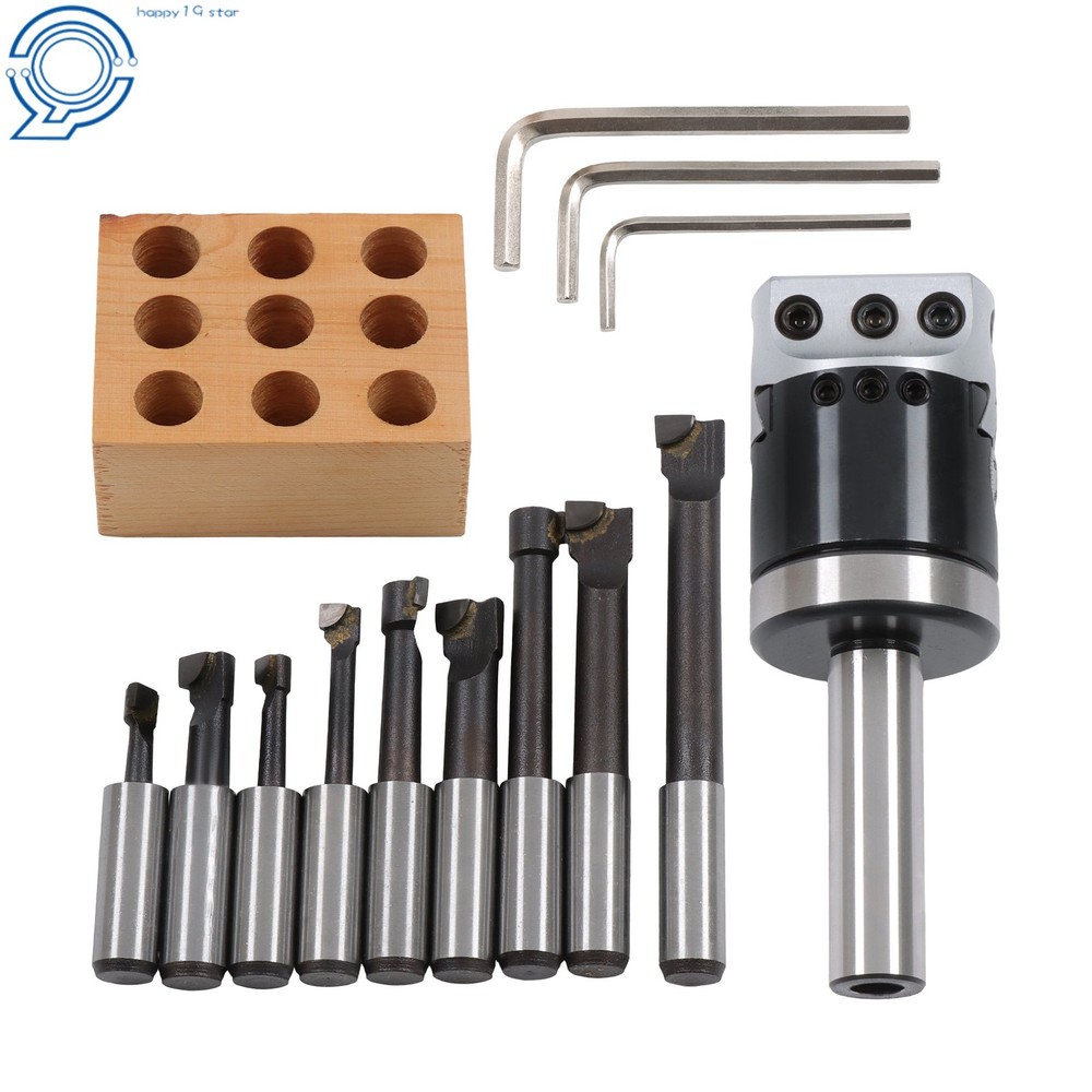 Complete Boring Kit 2" Head 3/4 Shank 9 Pack 1/2" C6 Boring Tool Set