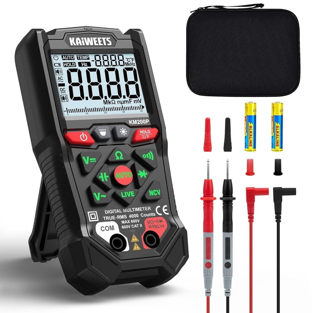 KM200P Digital Multimeter, All Button Operation, TRMS Auto Ranging, 400