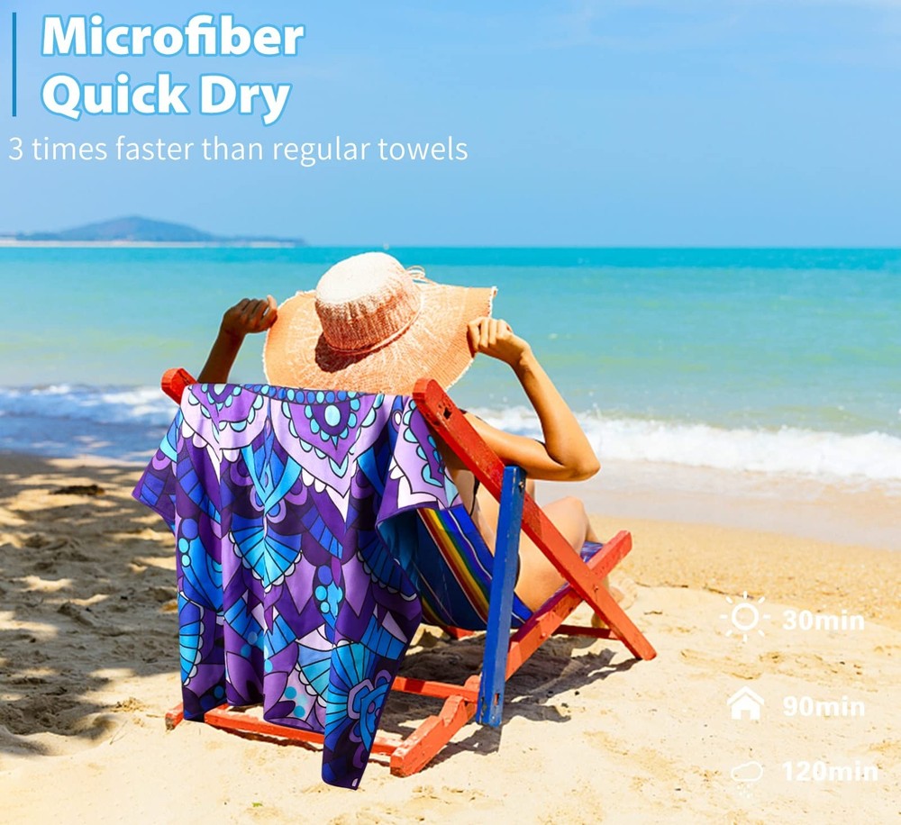 4 Pack Microfiber Thin Lightweight Beach Towel Oversized 71x32 Extra Large Sa...