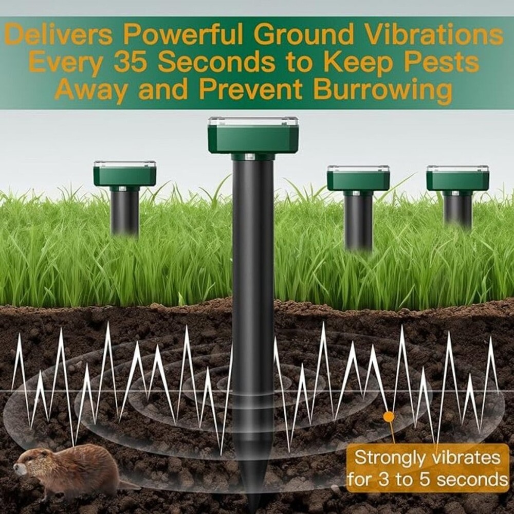 Solar Mole Repellent Stakes - Green - NWOT