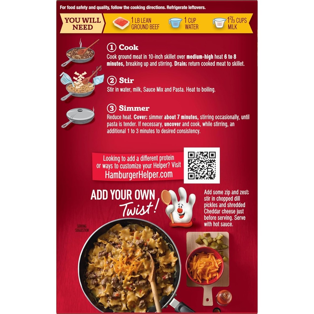 Hamburger Helper Cheddar Cheese Melt, 4.7 Ounces, 12 per Case.